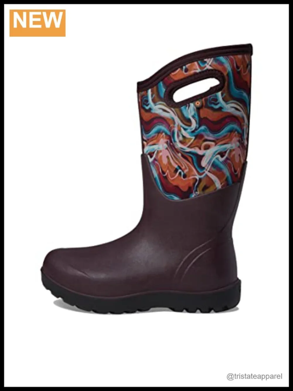 Waterproof Insulated Snow Boots Mid-Calf Rubber Pull-On Winter Boots